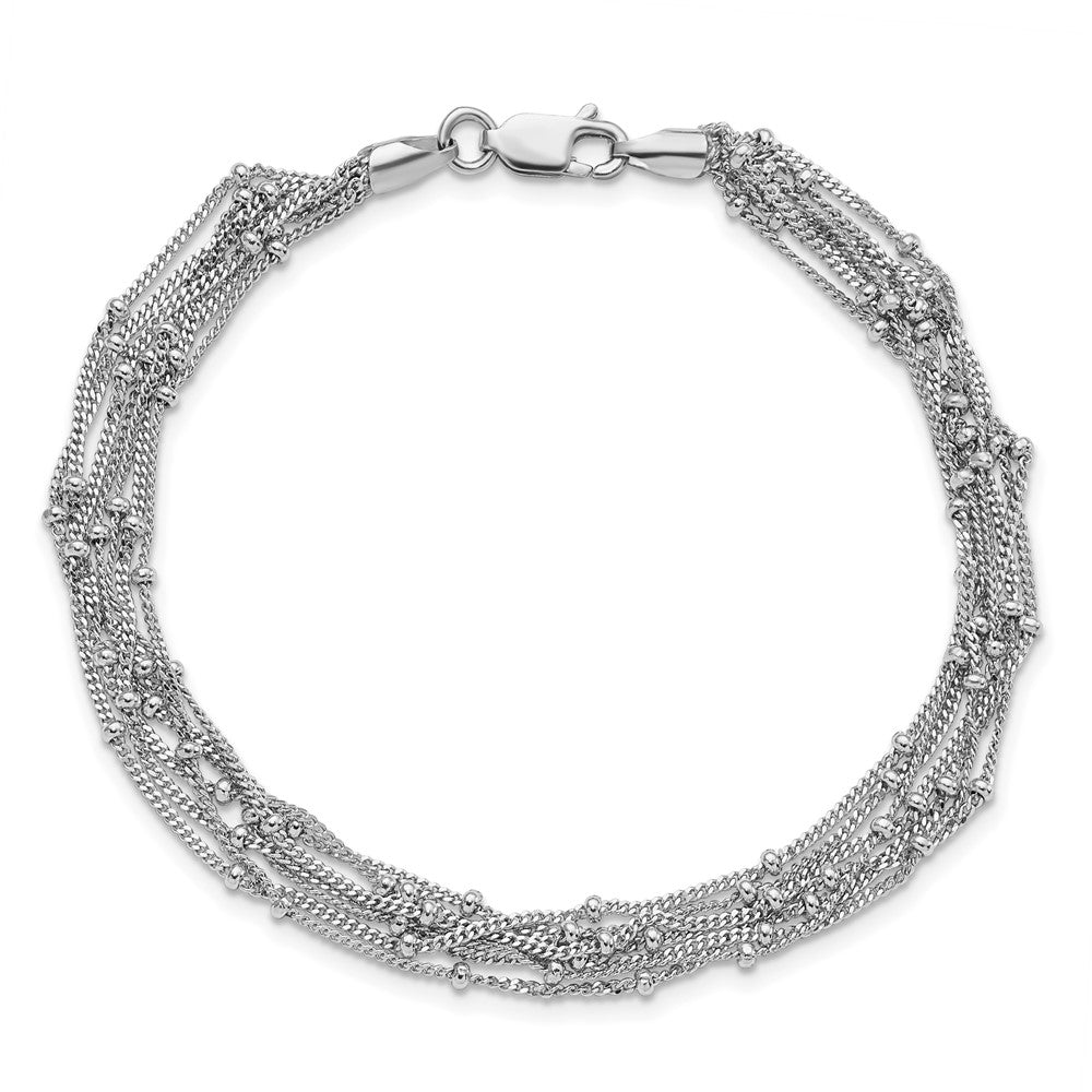 Sterling Silver RH-plated Seven Strand Beaded Bracelet 7.5  inches