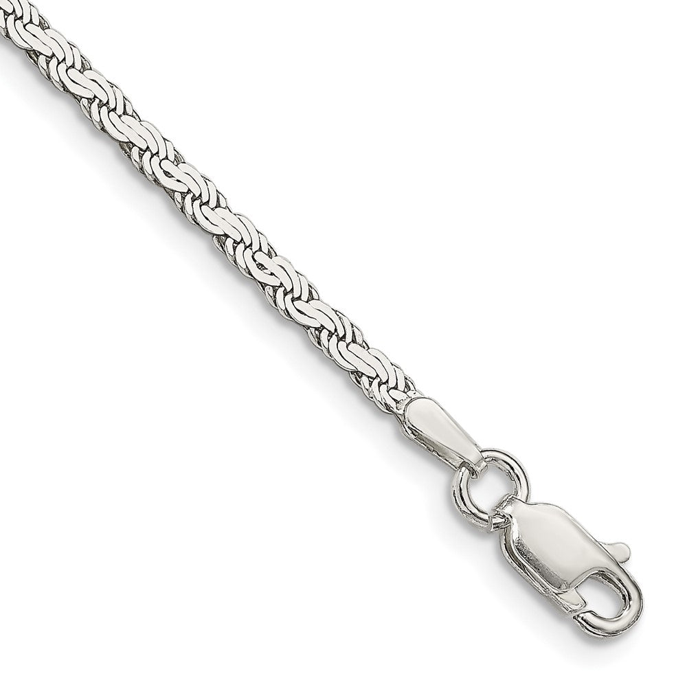 Sterling Silver 2.25mm Flat Rope Chain 7 inches