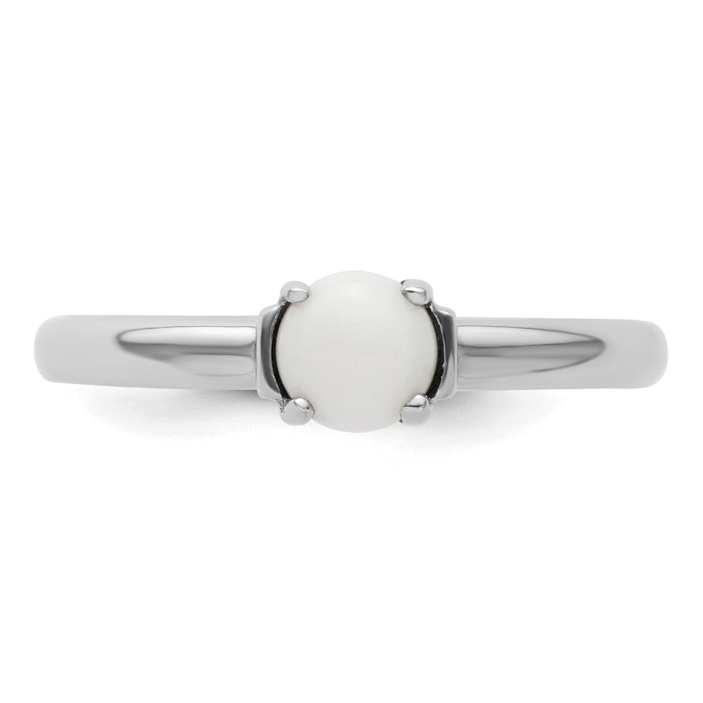 Sterling Silver Stackable Expressions Polished White Agate Ring Size -5