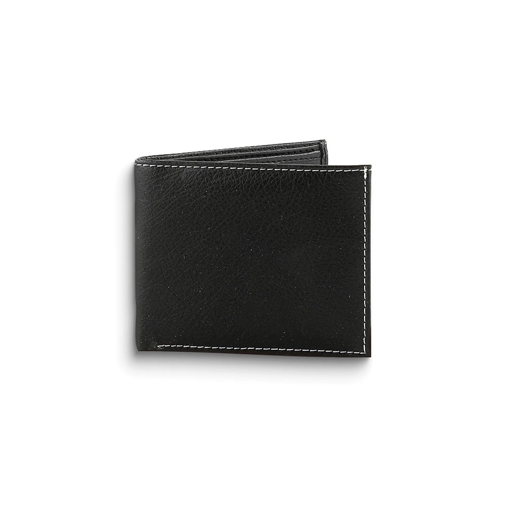Black Vegan Leather Top Flap 6-Slot Wallet with ID Window and Gift Box