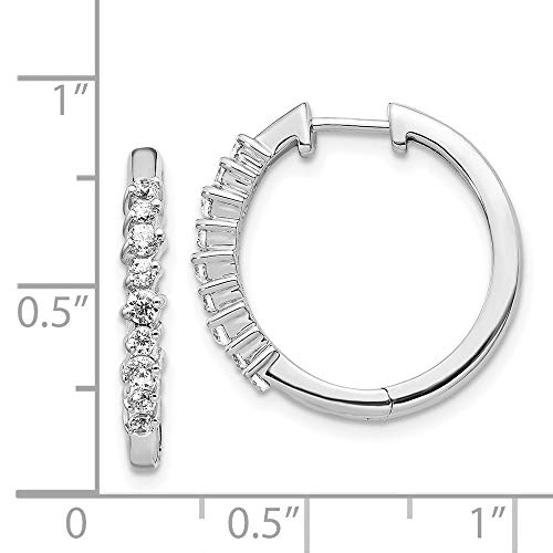 14k White Gold 1/2 carat Diamond Hinged Hoop Earrings