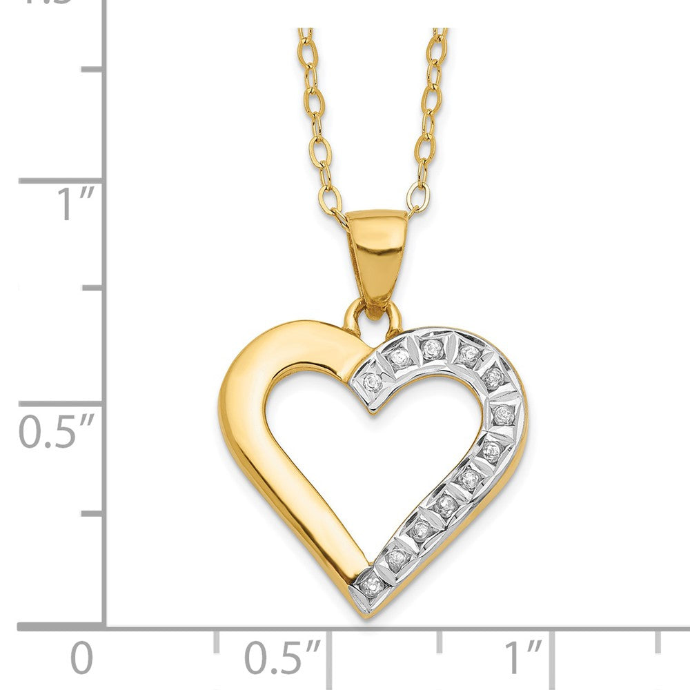 Diamond Fascination Diamond Mystique Sterling Silver 18K Gold-plated Diamond Heart 18 Inch Necklace 18 Inches