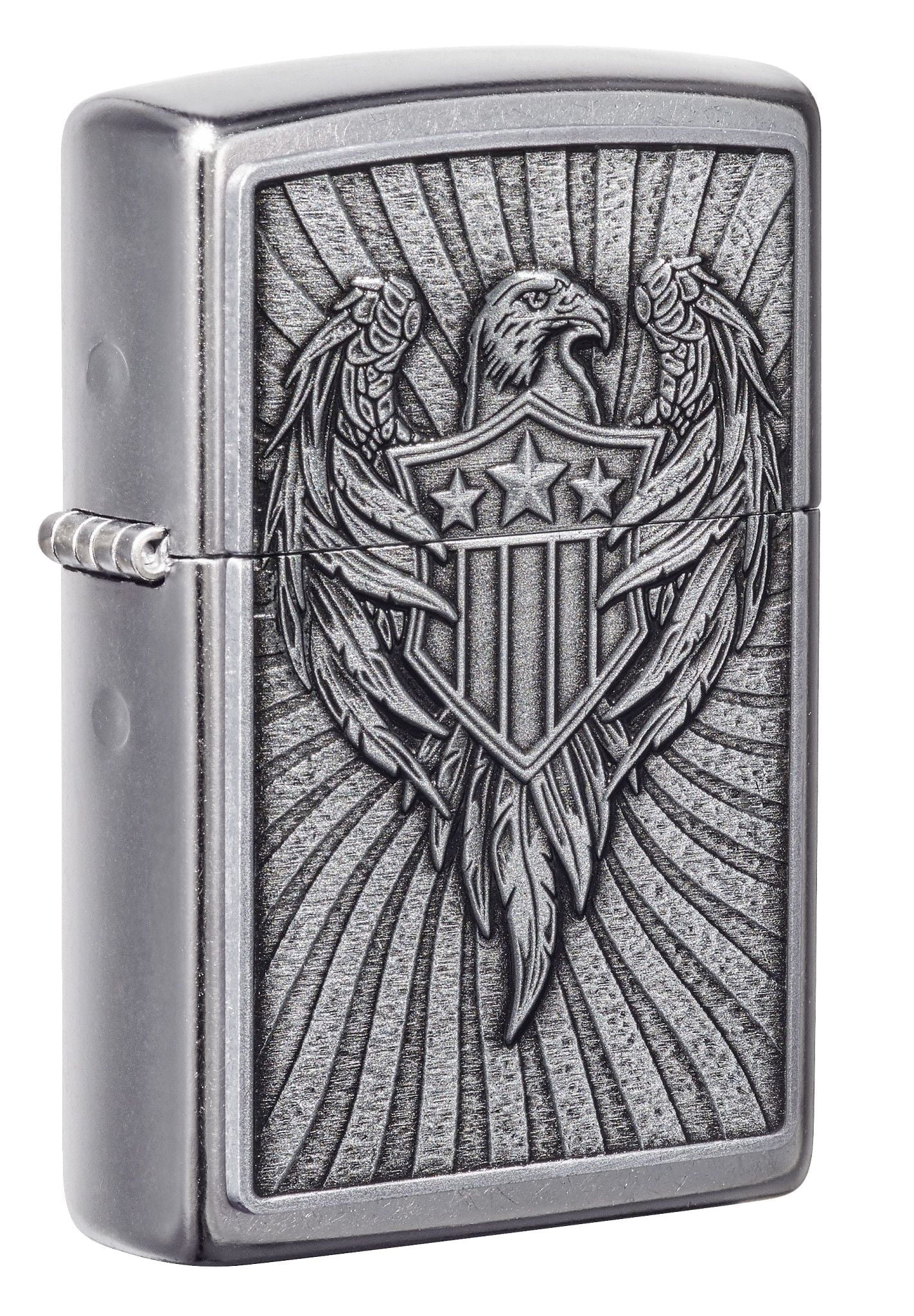 Zippo Eagle Shield Emblem Design Street Chrome Pocket Lighter