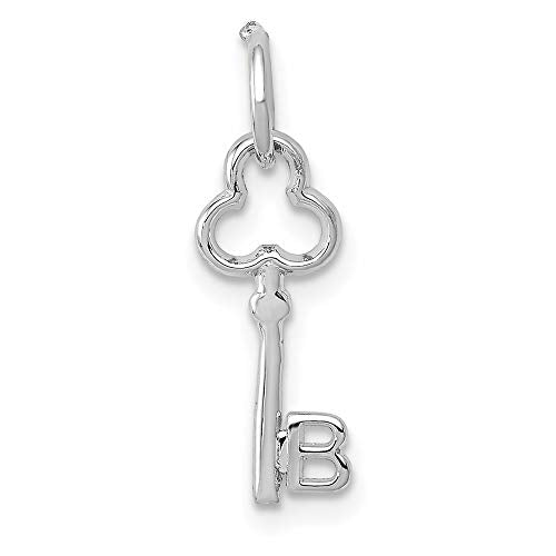 14K White Gold Key Letter B Initial Charm