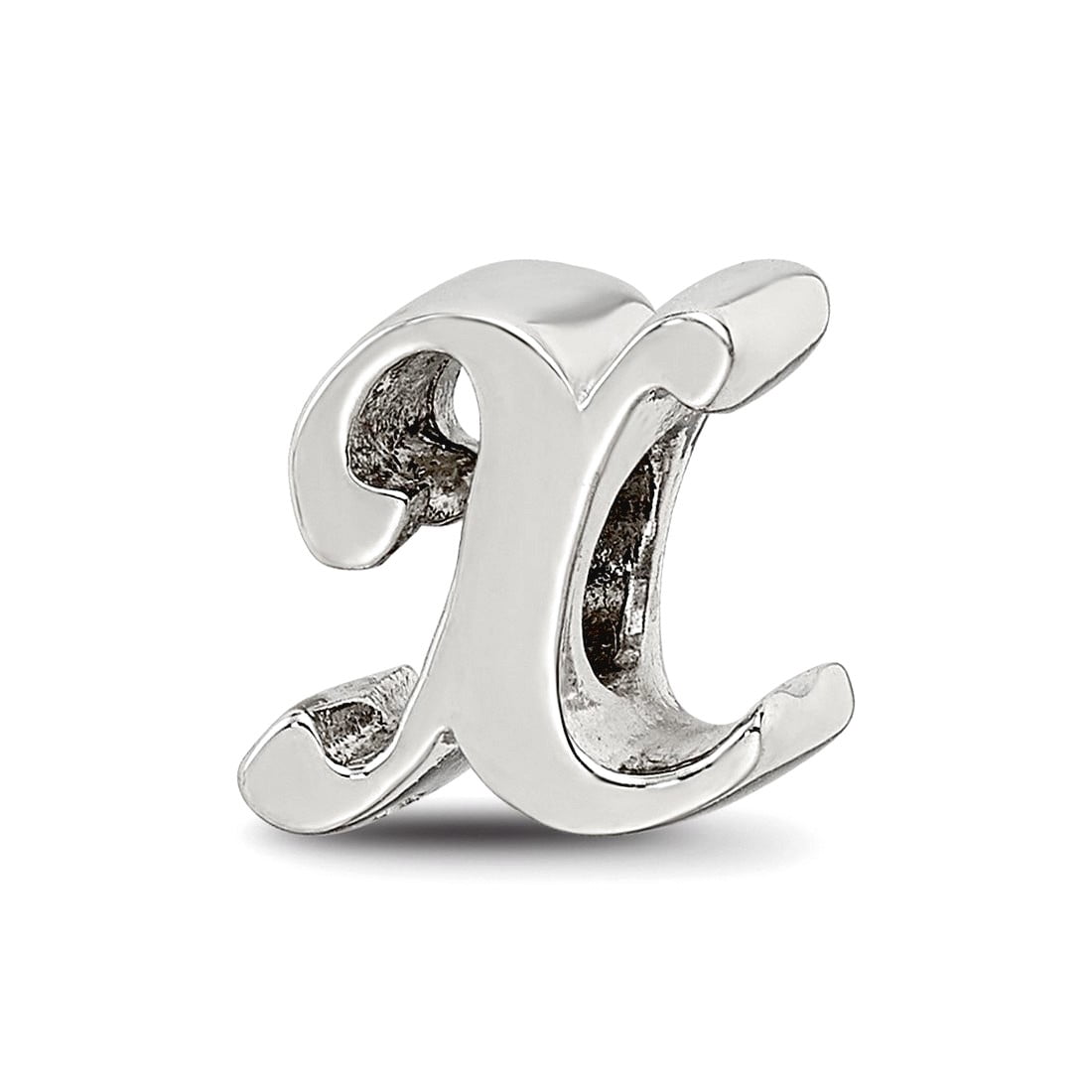 925 Sterling Silver Polished Reflections Letter Name Personalized Monogram Initial X Script Bead Charm 10.91x10.91mm Wid