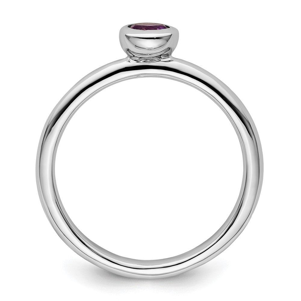 Sterling Silver Stackable Expressions Low 4mm Round Amethyst Ring Size -8