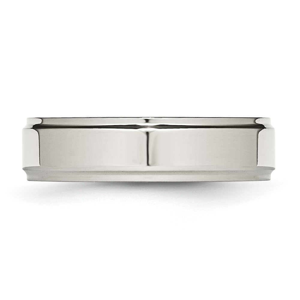 Stainless Steel Polished 6mm Ridged Edge Band Size - 10