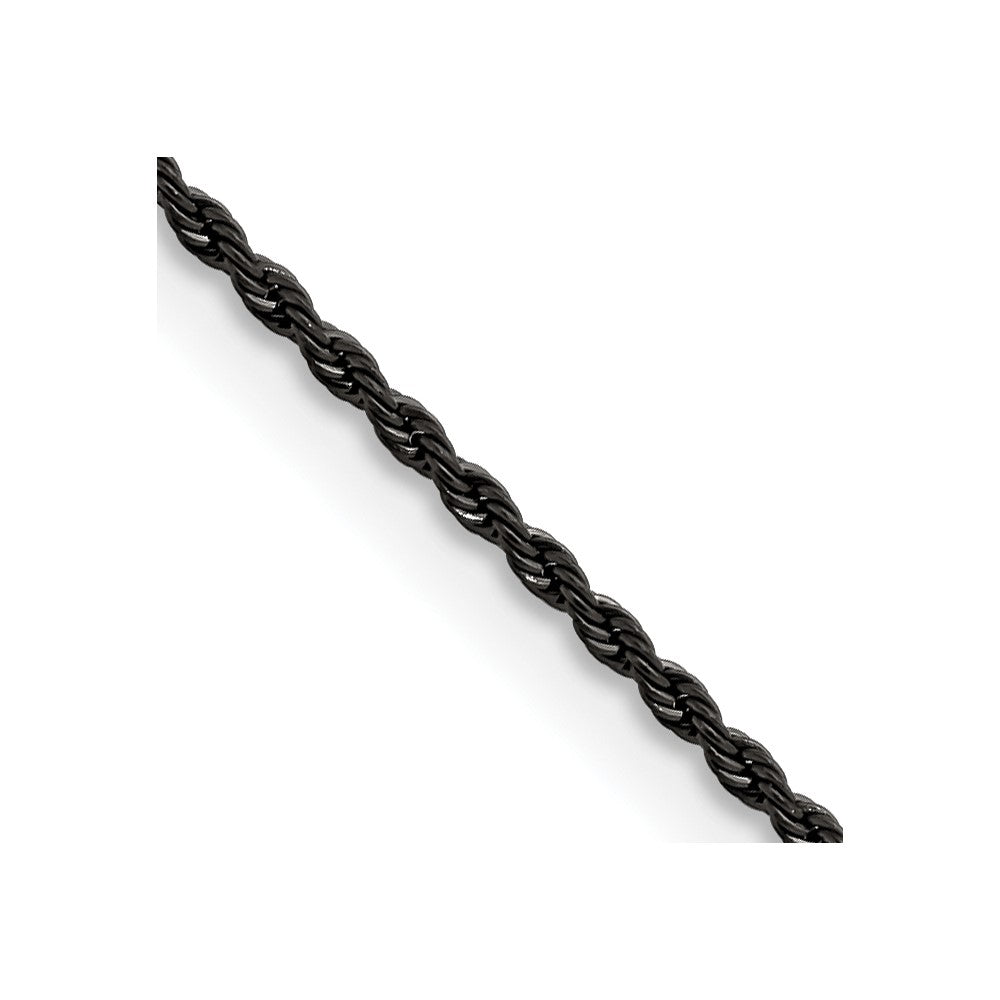 Stainless Steel Polished Black IP-plated 1.5mm 22in Rope Chain