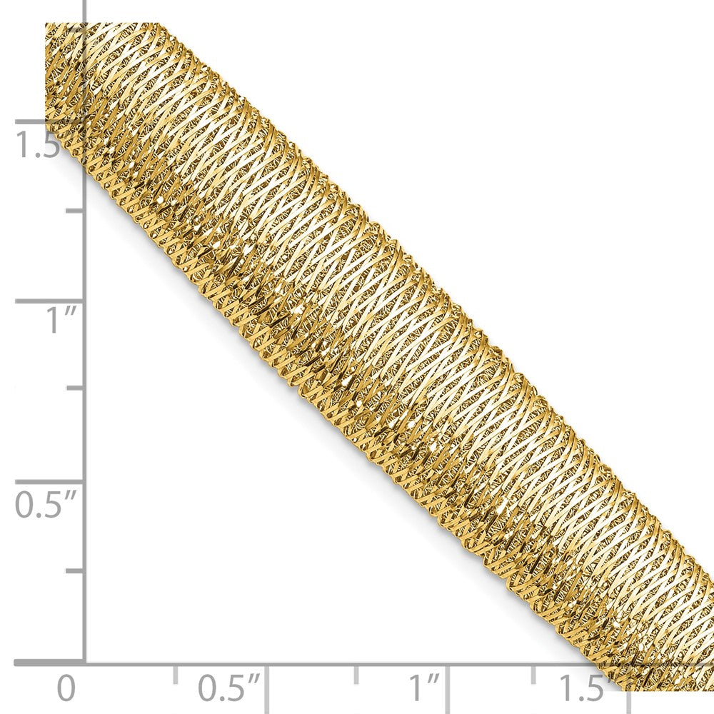 14K Polished Woven Graduated Dome Bracelet 7.5  inches