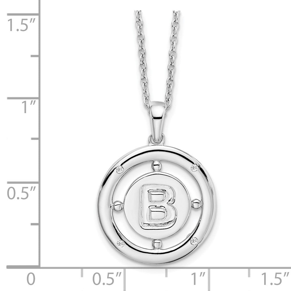 White Ice Sterling Silver Rhodium-plated 18 Inch Diamond Letter B Initial Necklace with 2 Inch Extender 18 Inches