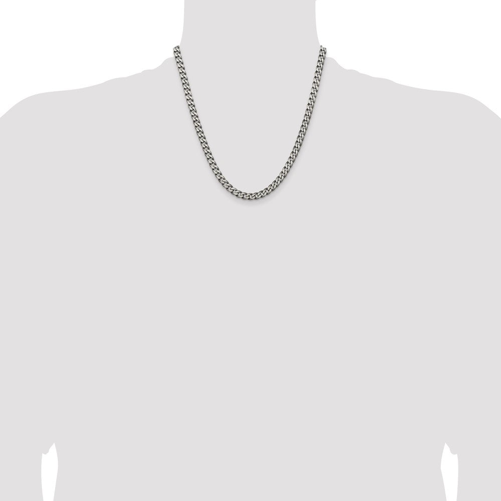 Sterling Silver Antiqued 6.0mm Curb Chain 20 Inches