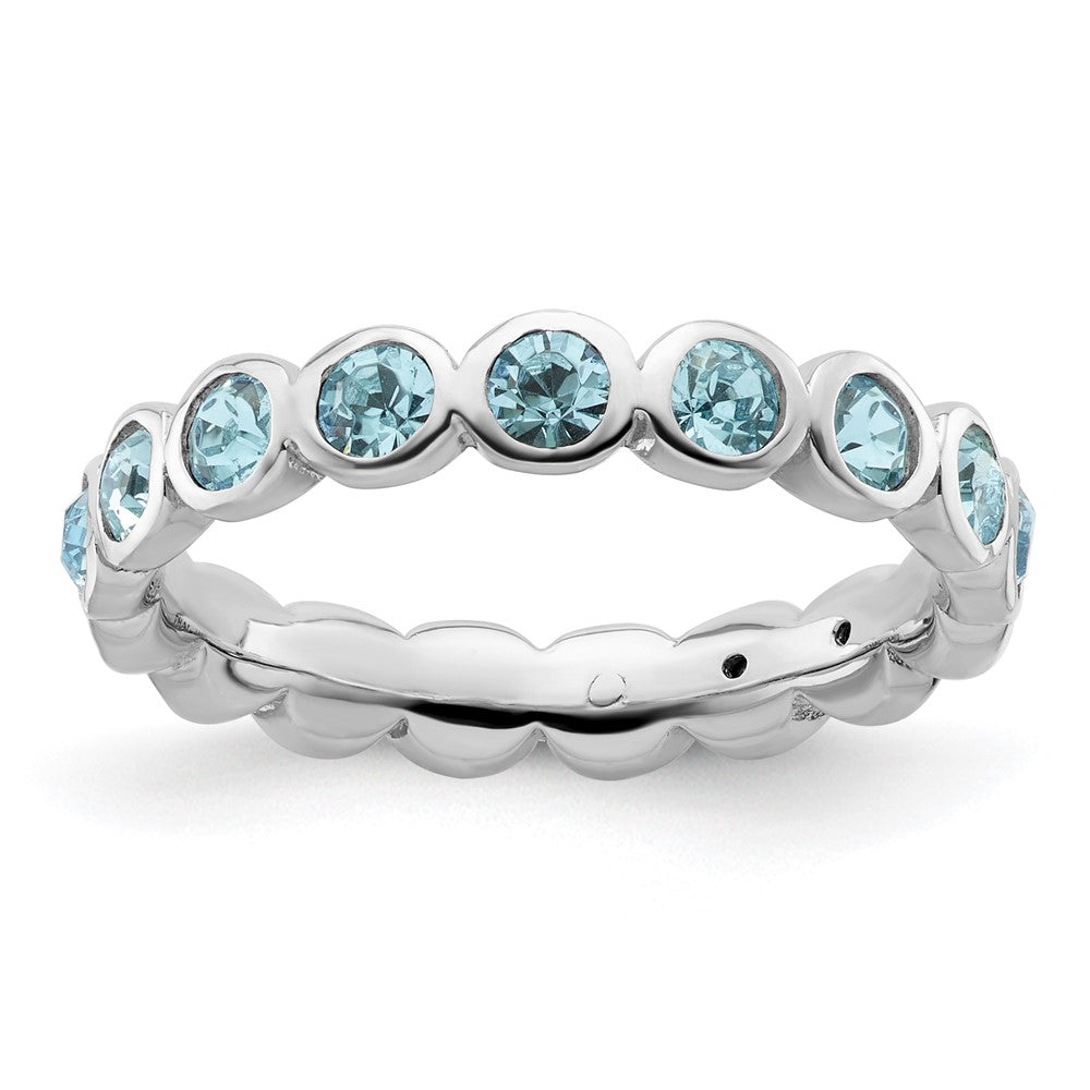 Sterling Silver Stackable Expressions March Crystal Ring Size -10