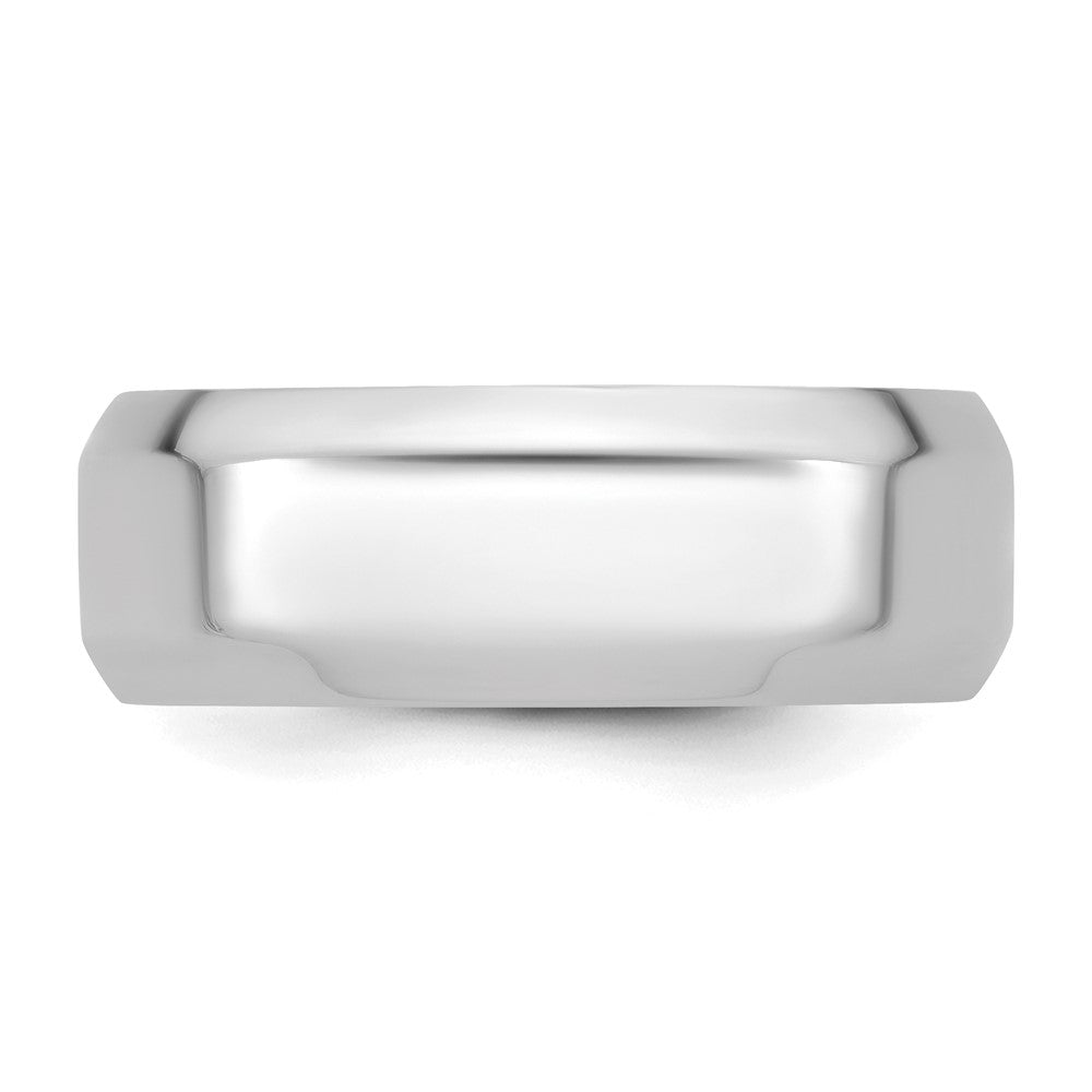 10k White Gold 8mm Beveled Edge Comfort Fit Wedding Band Size 10