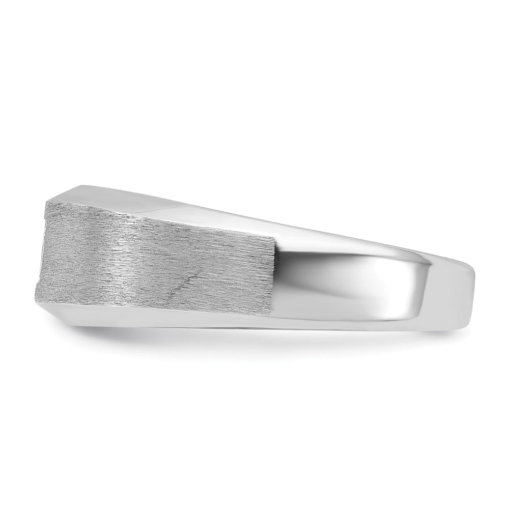 14k White Gold IBGoodman Men's Polished and Satin 1/6 carat Diamond Complete Ring