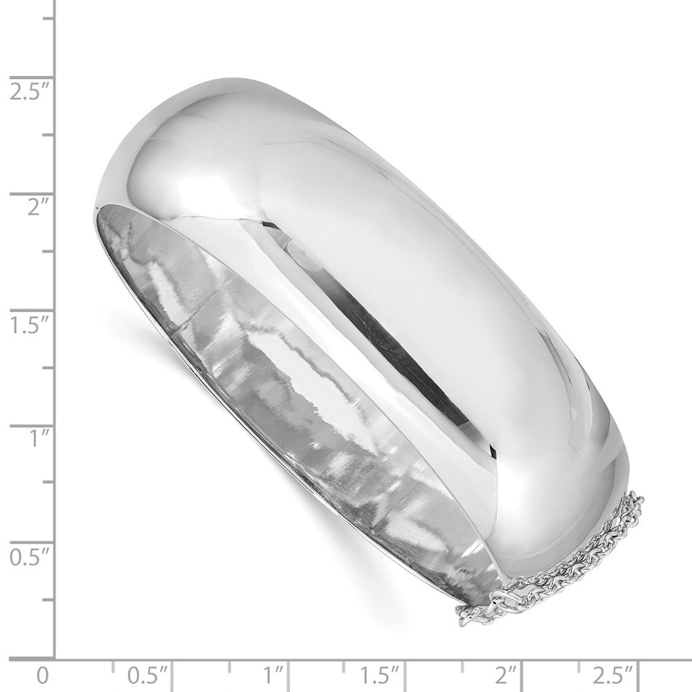 Sterling Silver Rhodium-plated 20mm Fancy Hinged Bangle Bracelet 7.25 inches