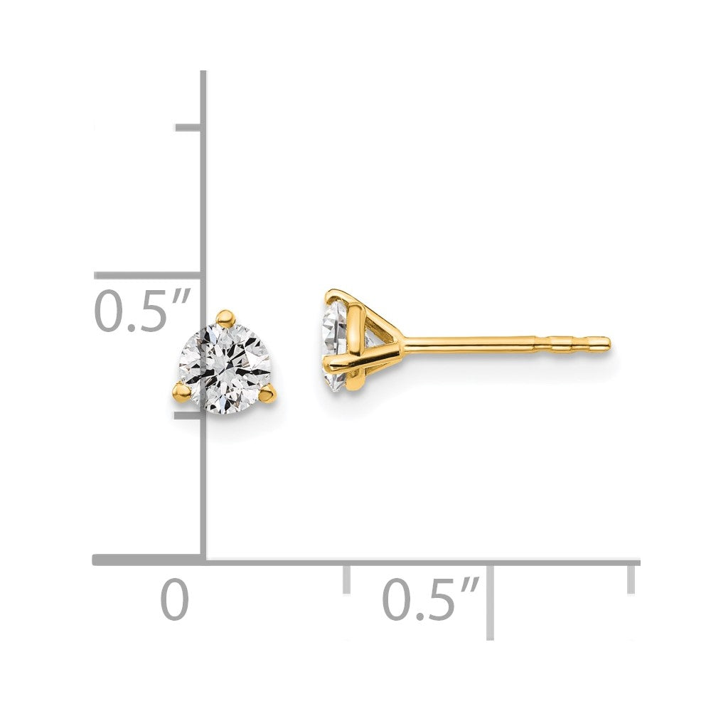 14k Yellow Gold 1/2 ctw Lab Grown Diamond VS+ F+ Round 3 Prong Heavy Wt. Stud Earrings