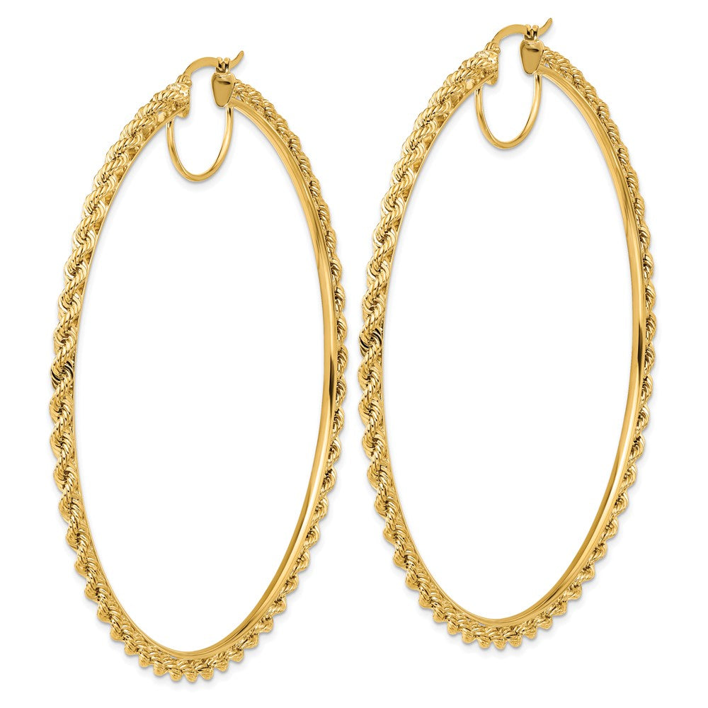 14K Gold Polished & Diamond-Cut Rope 2.95mm Hoop Earrings