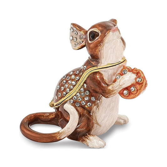 Jere Luxury Giftware Bejeweled SWEET WILLIAM Mouse & Cookie Pewter and Enamel Trinket Box and Matching Pendant Charm