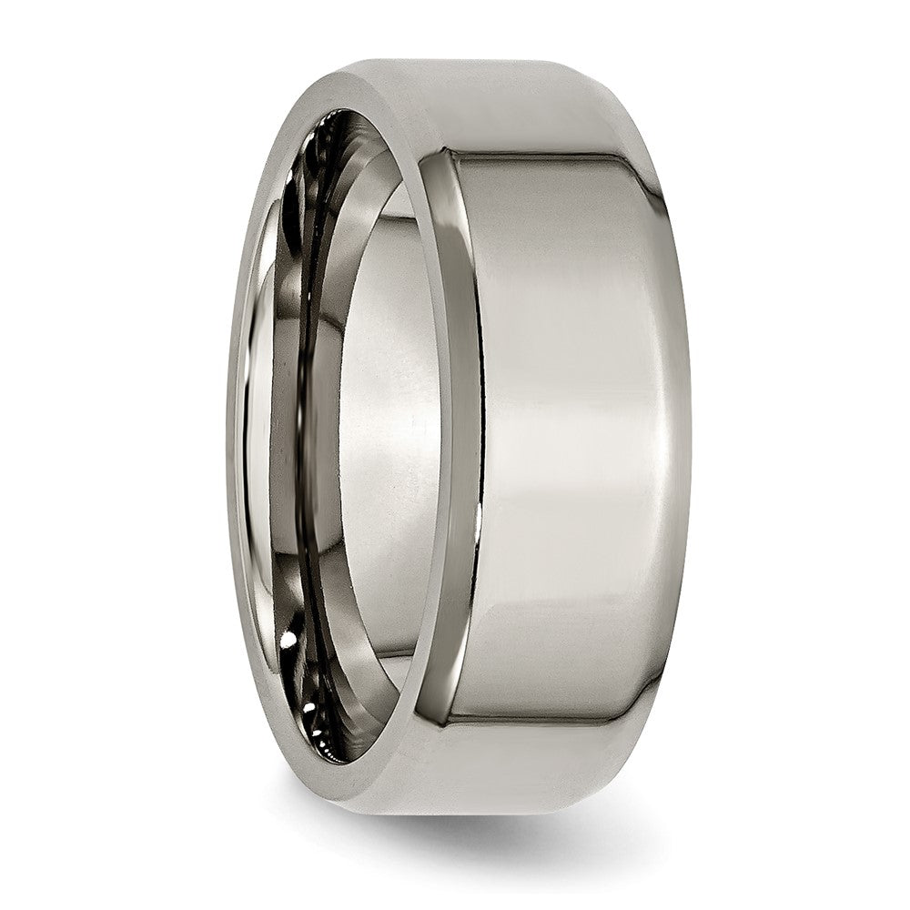 Titanium Polished 8mm Beveled Edge Band Size - 7.5