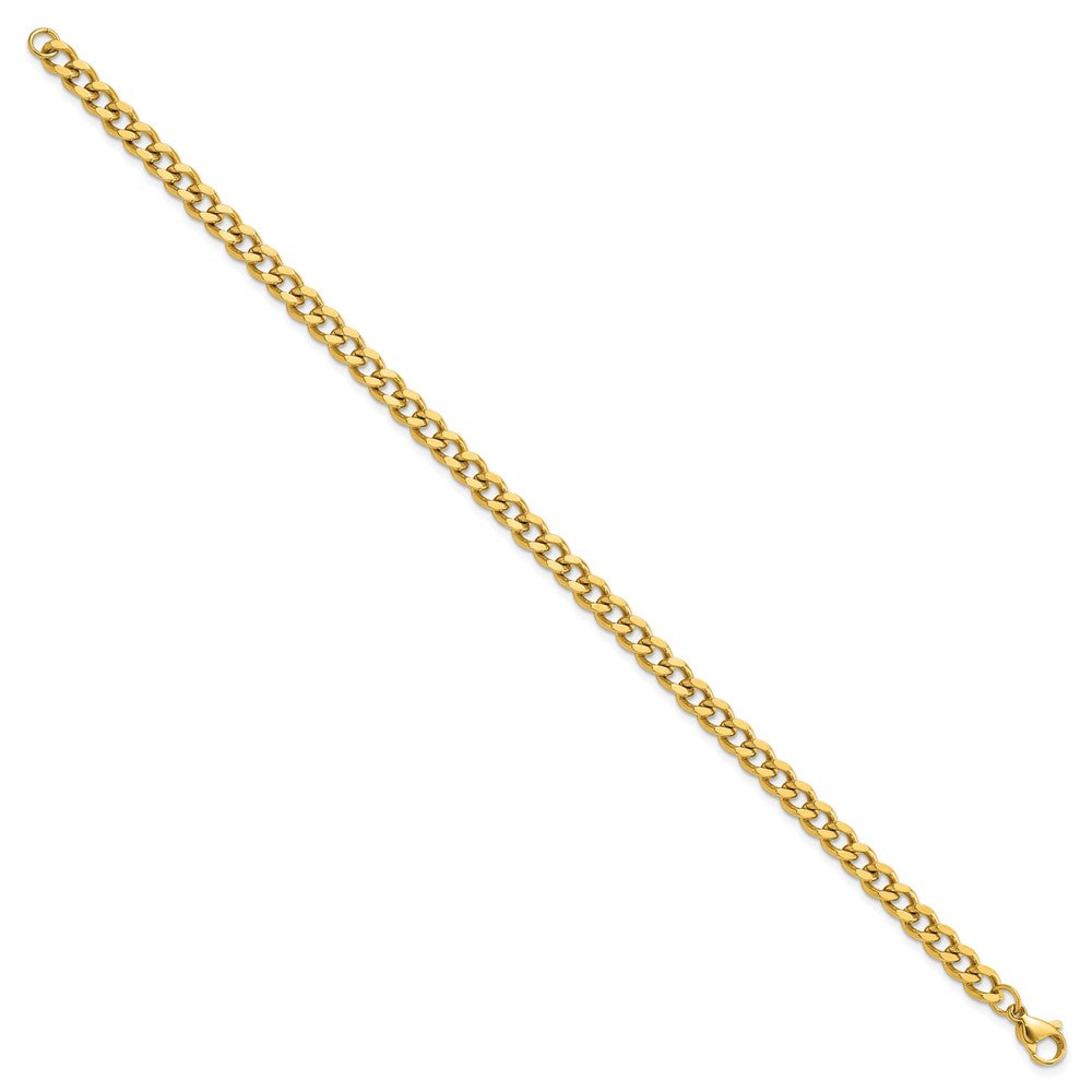 Stainless Steel Polished Yellow IP 8.5in  Curb 5mm Chain Bracelet 8.5 inches