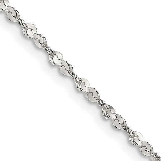 Sterling Silver 1.8mm Twisted Serpentine Chain 16 Inches