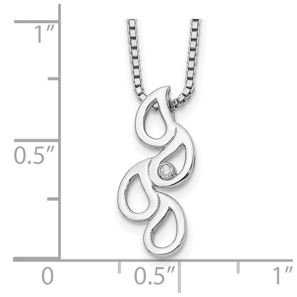 White Ice Sterling Silver Rhodium-plated 18 Inch Diamond Raindrop Slide Necklace 18 Inches