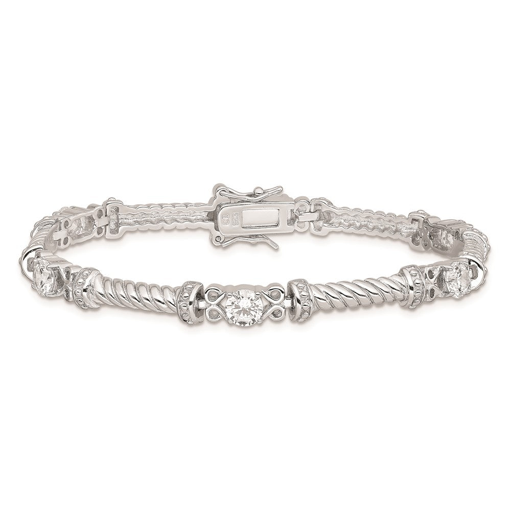 Sterling Silver Rhodium-plated CZ Bracelet 7 inches