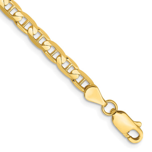 14K 9 inch 3.75mm Concave Anchor with Lobster Clasp Chain 9  inches