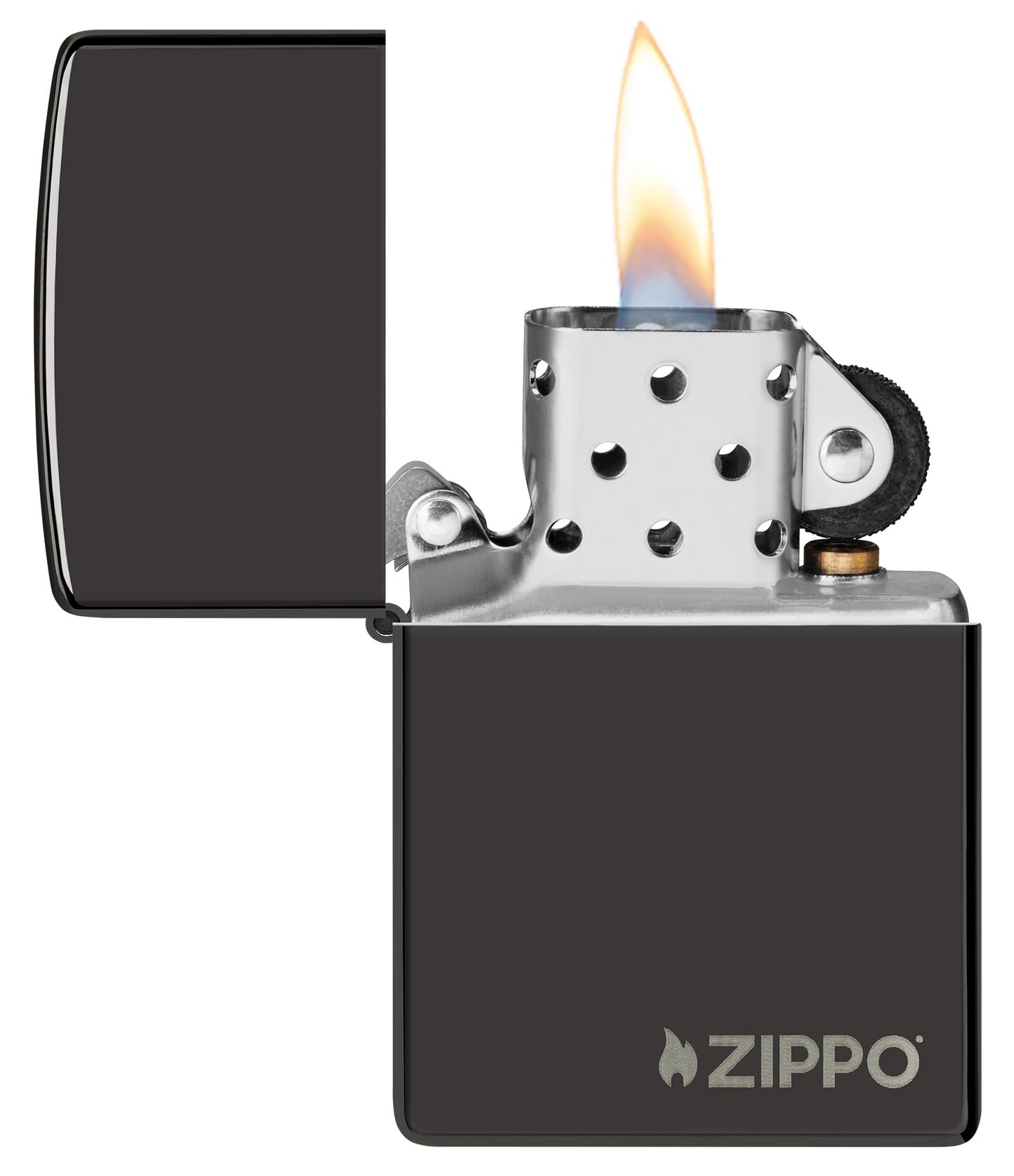 Zippo Logo High Polish Black Pocket Lighter