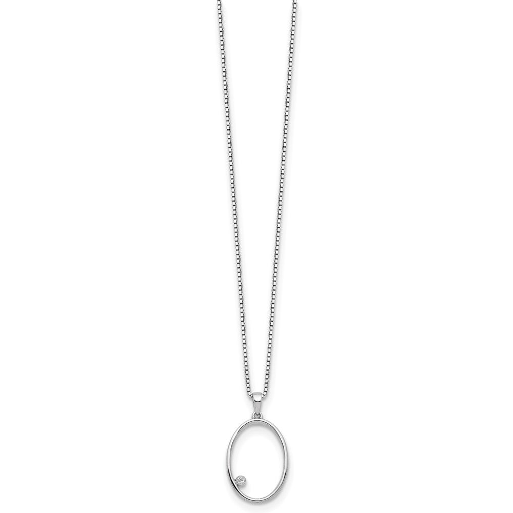White Ice Sterling Silver Rhodium-plated 18 Inch Diamond Open Oval Necklace with 2 Inch Extender 18 Inches