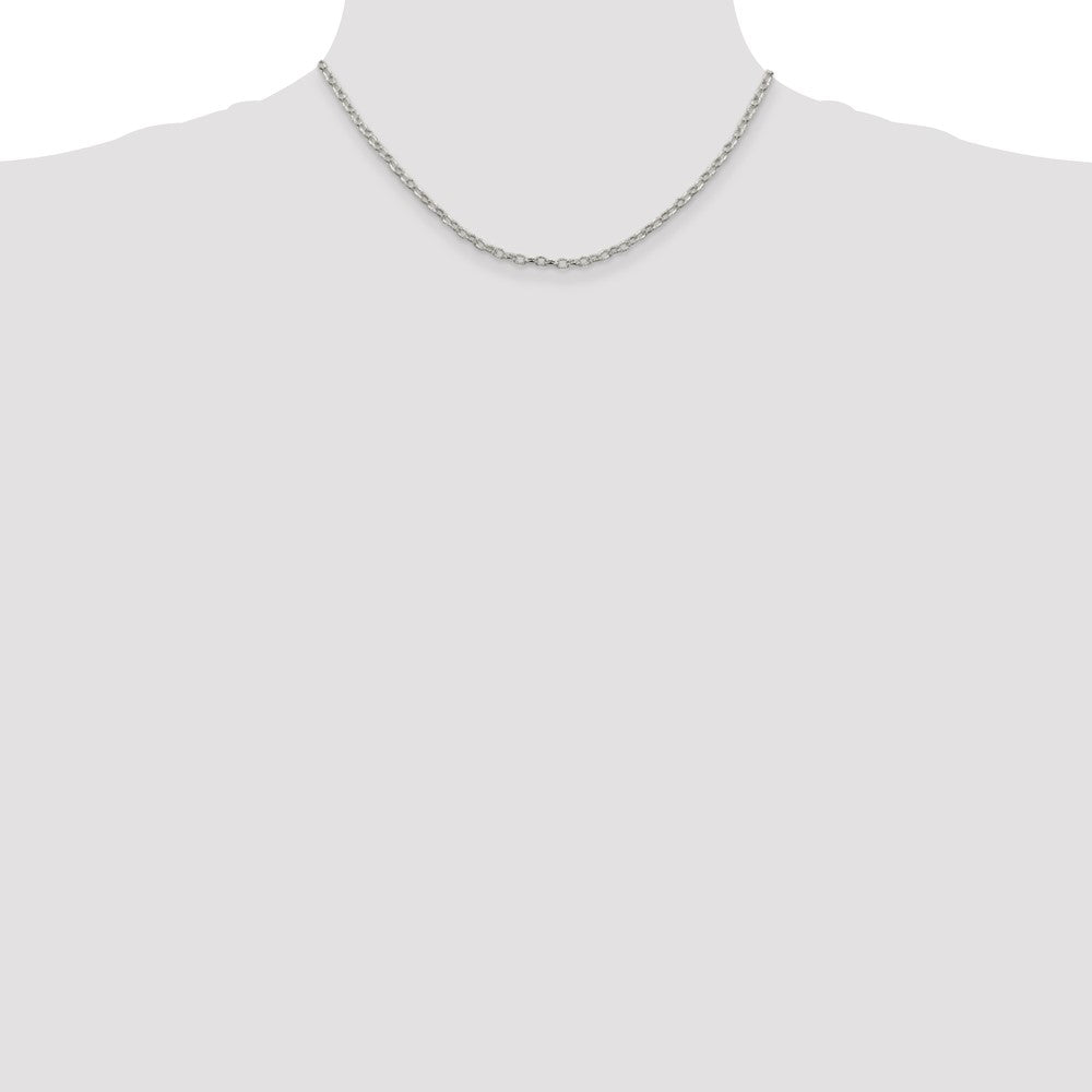 Sterling Silver 3mm Fancy Patterned Rolo Chain 16 Inches