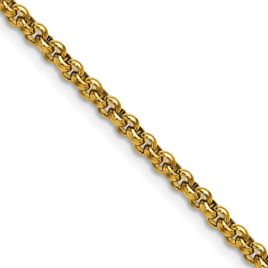 Chisel Stainless Steel Polished Yellow IP-plated 3mm 22 inch Rolo Chain