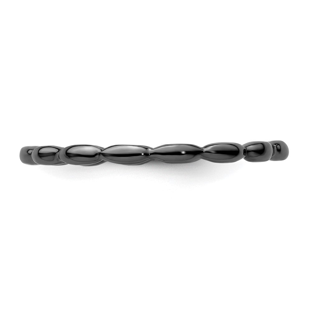 Sterling Silver Stackable Expressions Black-plated Rice Bead Ring Size -9