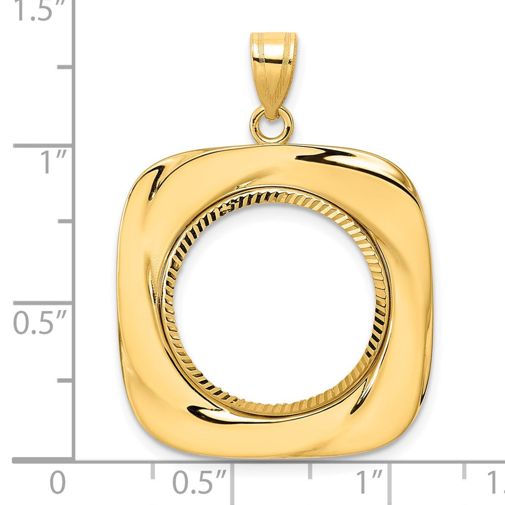 14k Diamond Cut Riptide with 18.0mm Prong Coin Bezel Pendant