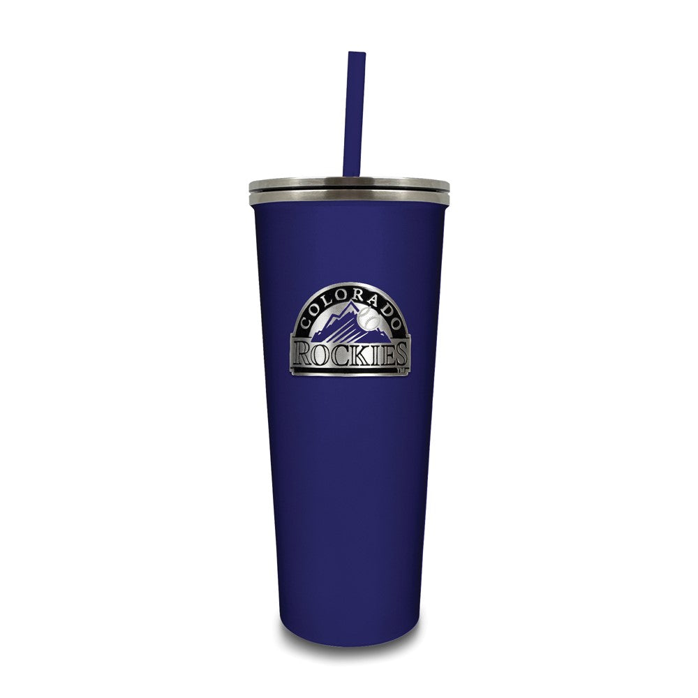 MLB Colorado Rockies Stainless Steel 24 ounce Skinny Tumbler with Emblem and Straw