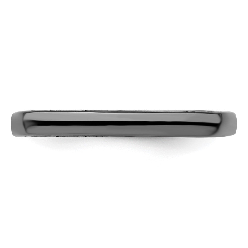 Sterling Silver Stackable Expressions Polished Black-plated Square Ring Size -5