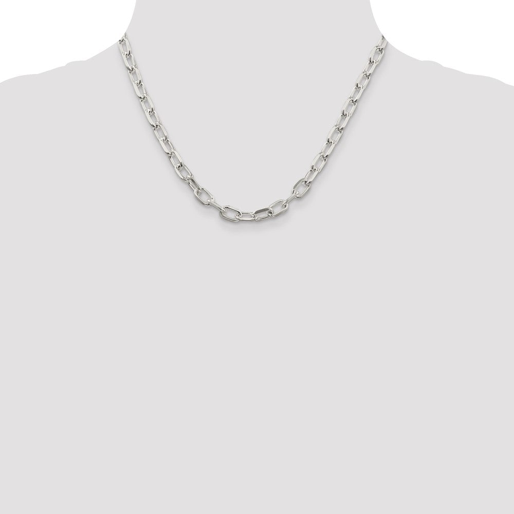 Sterling Silver 6.65mm Diamond-cut Long Link Cable Chain 18 Inches