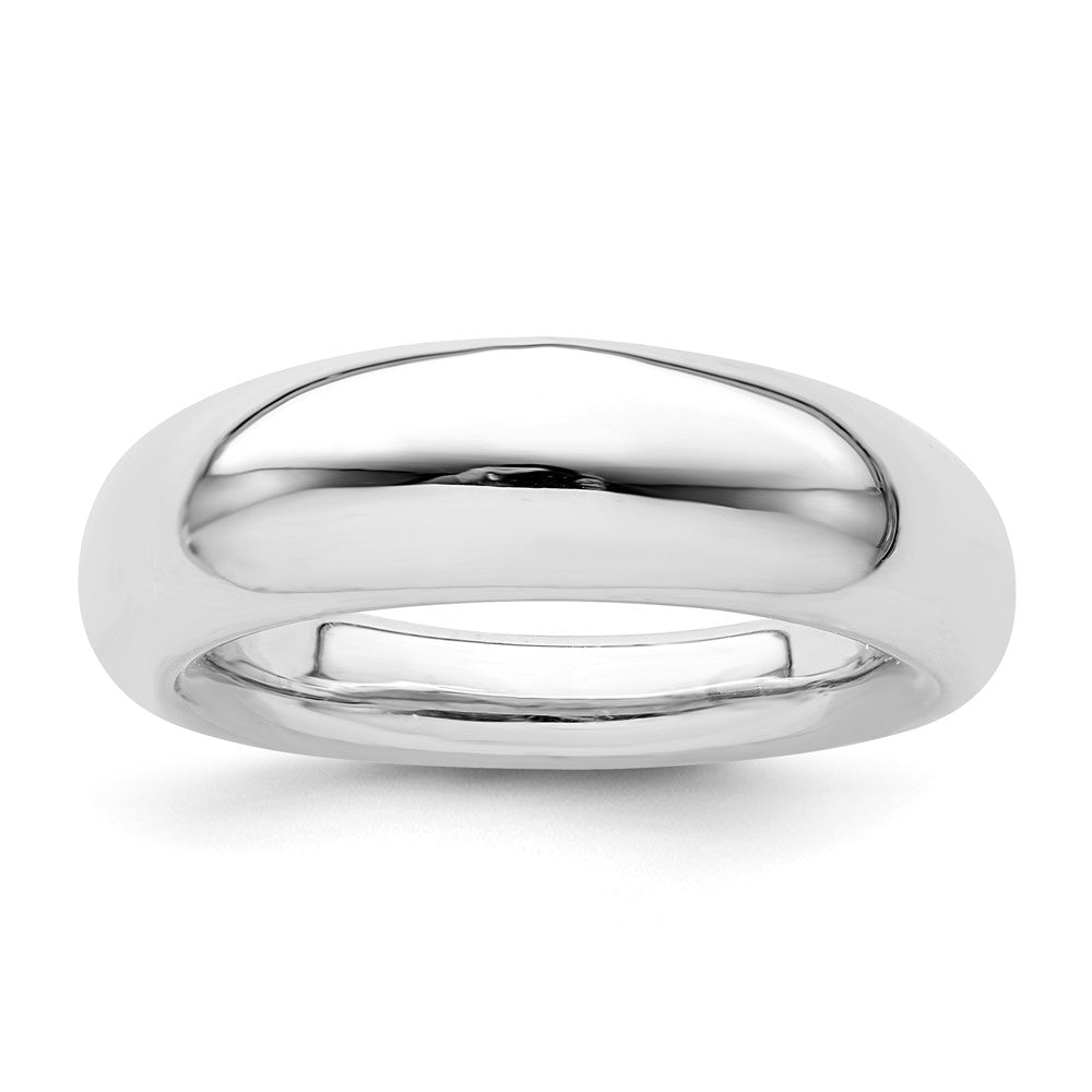 Sterling Silver high polished dome ring-rhodium