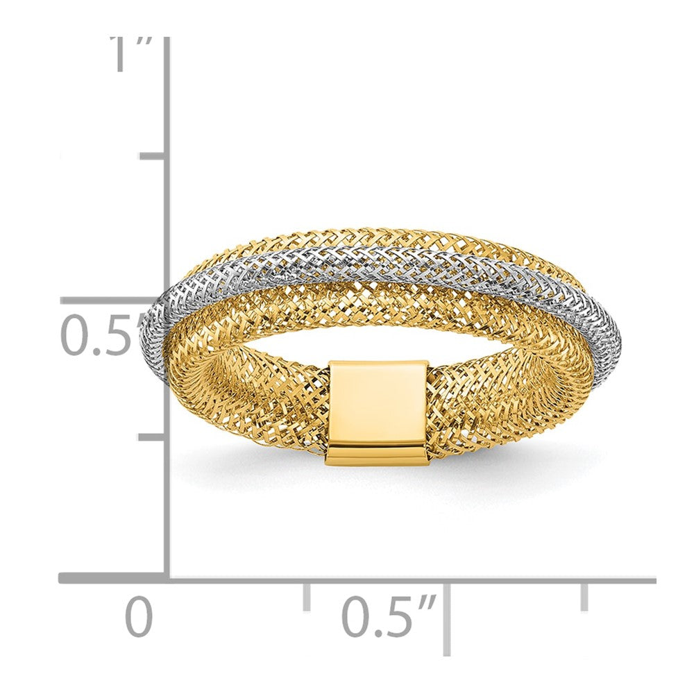 14K w/Rhodium Polished/Textured Stretch Ring