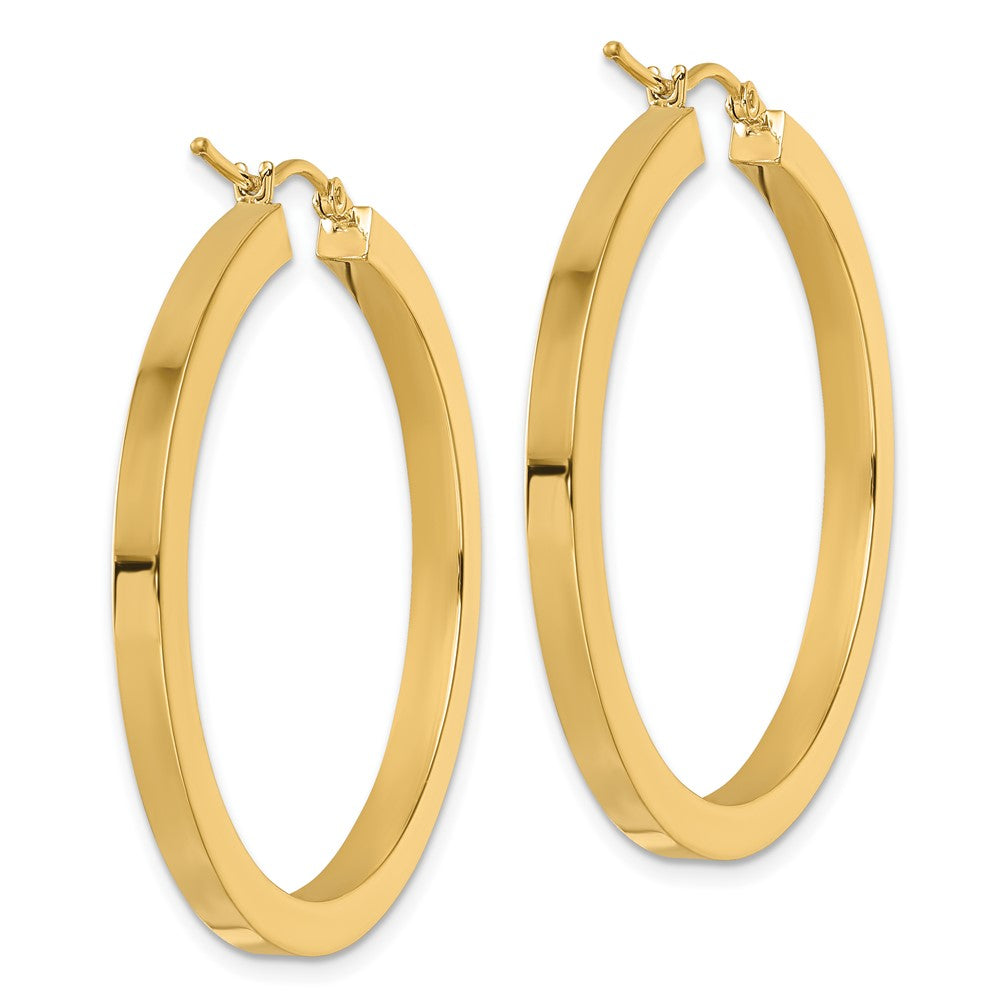 14k 3mm Polished Square Hoop Earrings
