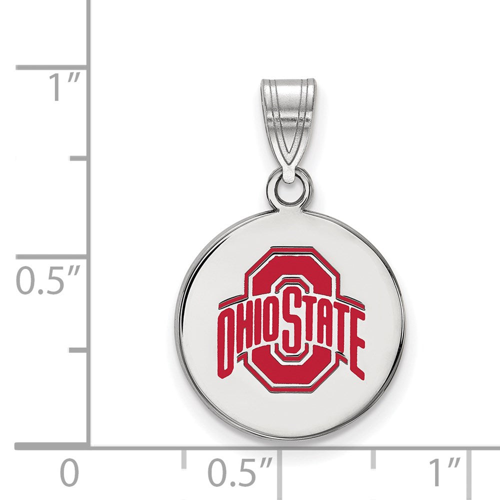 Sterling S. Rh-p LogoArt Ohio State University Medium Enamel Necklace