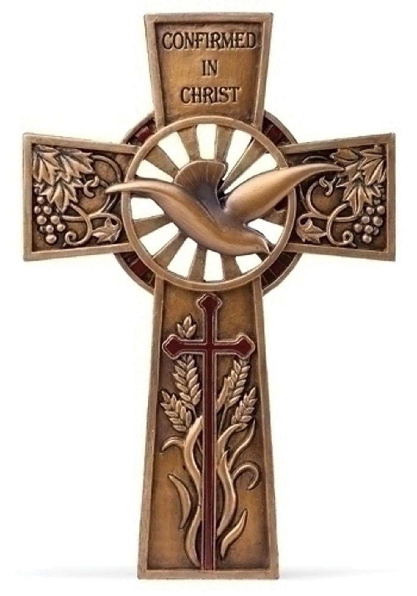 Roman 7.75" Resin Bronze Finish Confirmation Wall Cross