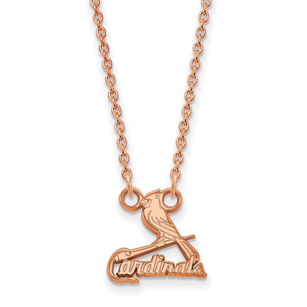 Sterling Silver Rose Gold-plated MLB LogoArt St. Louis Cardinals Small Pend
