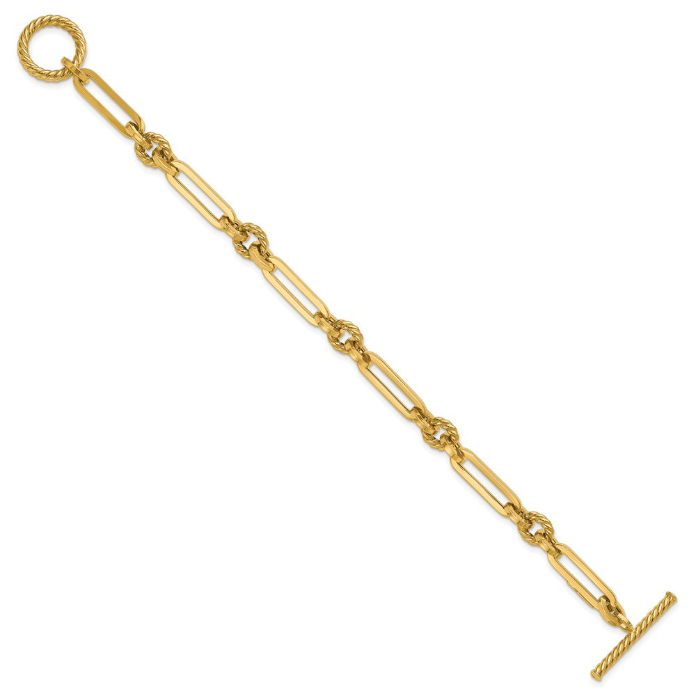 14K Polished Fancy Link Toggle Bracelet 7.5  inches