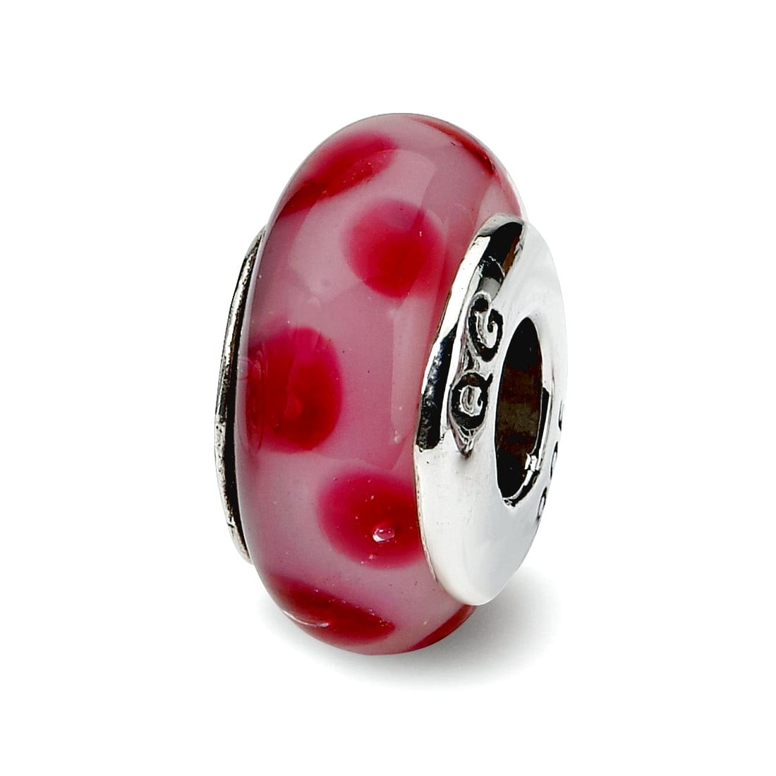 Sterling Silver Reflections Pink Hand-blown Glass Bead