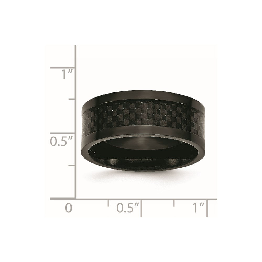 Titanium Polished Black IP-plated w/Carbon Fiber Inlay 9mm Band Size - 8