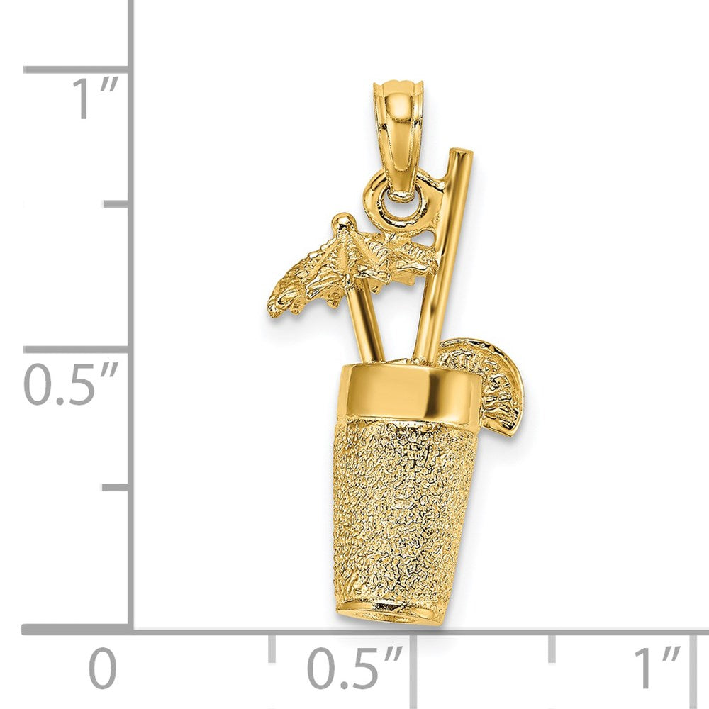 14K 3-D Textured Cocktail Drink Charm