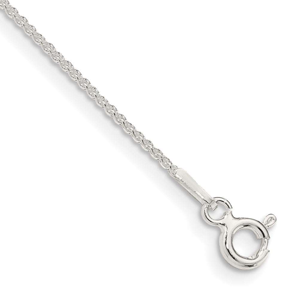 Sterling Silver 1mm Round Spiga Chain Anklet 9 inches