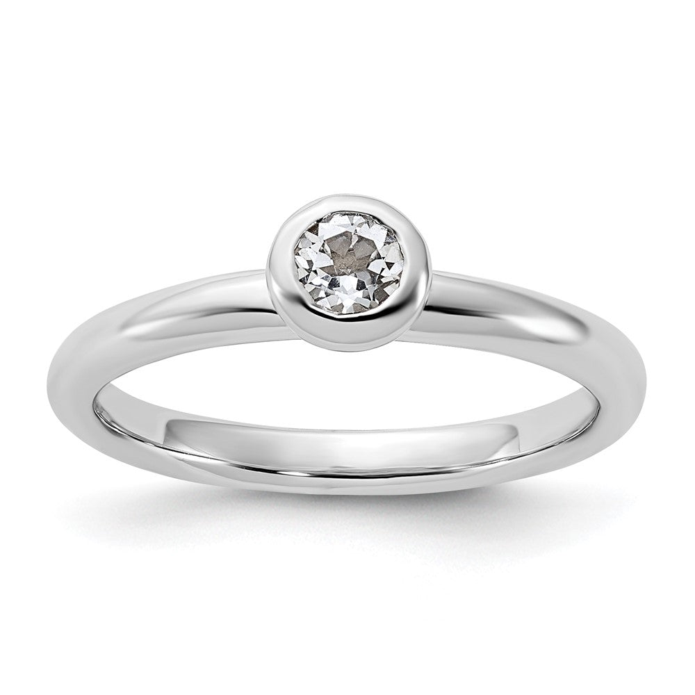 Sterling Silver Stackable Expressions Low 4mm Round White Topaz Ring Size -9