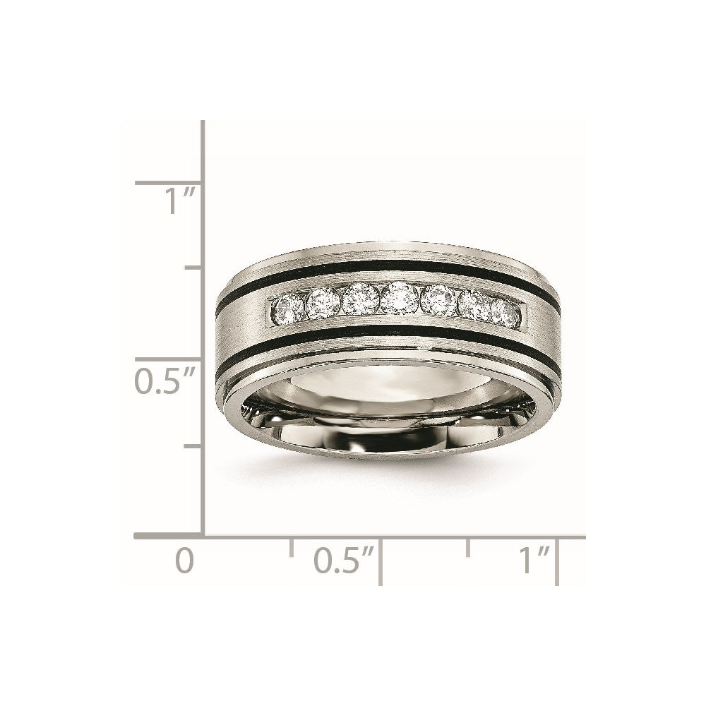 Titanium Polished/Brushed Enameled 1/2ct tw. Diamond 9mm Band Size - 12